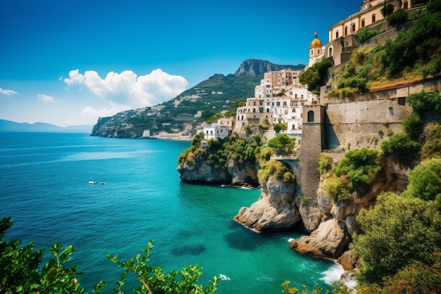 Ein Blick auf das Meer und die Stadt Amalfi