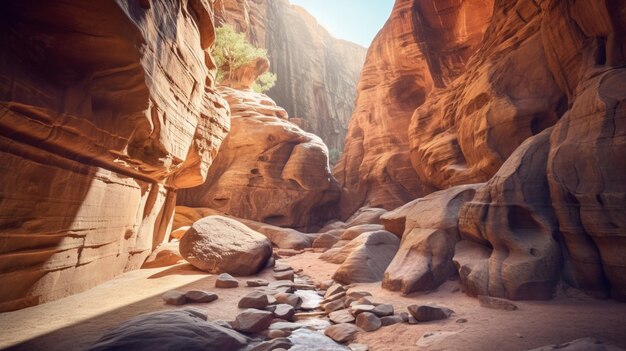 Ein Blick auf den Canyon vom Grund des Canyons