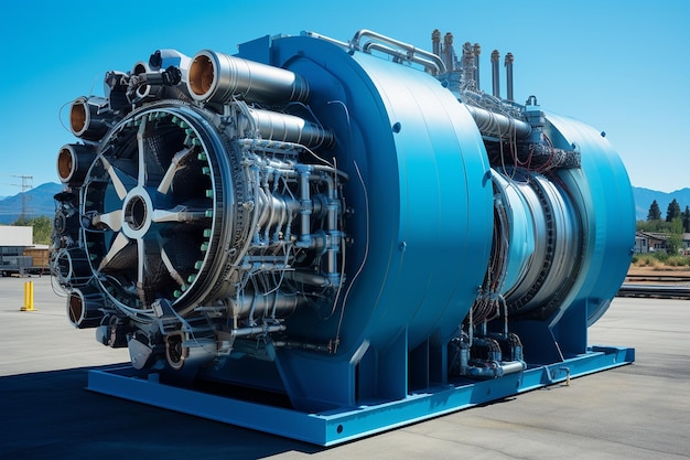 Foto ein blick auf den großen modernen generator für saubere energie