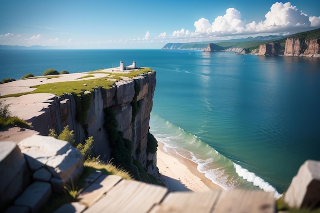 Ein Blick auf den Strand von den Klippen von Llandudno