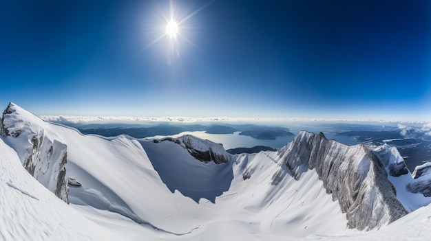 Ein Blick auf die Berge vom Gipfel des Mount Everest.