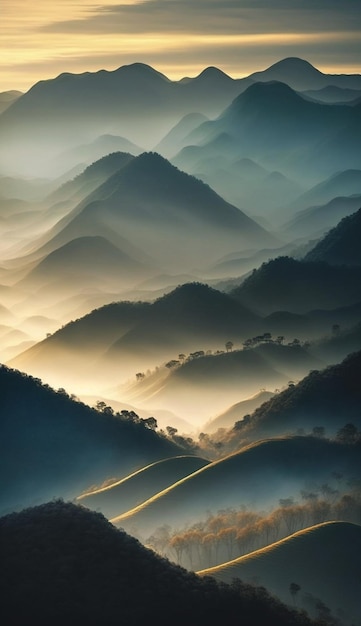 Ein Blick auf die Bergkette mit der generativen Bergluft