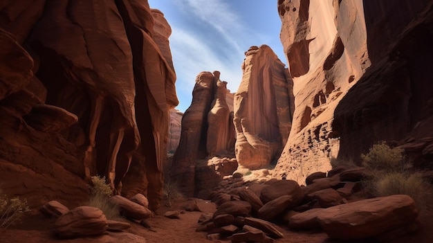 Ein Blick auf die Schlucht vom Grund der Schlucht.