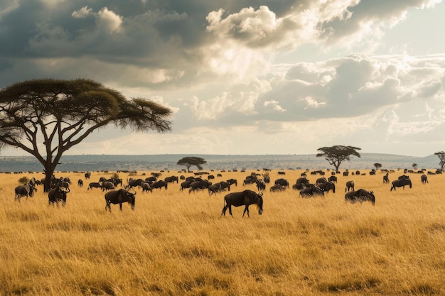 Ein Blick auf die Serengeti-Ebenen, die von KI-generierten Wildtieren wimmeln