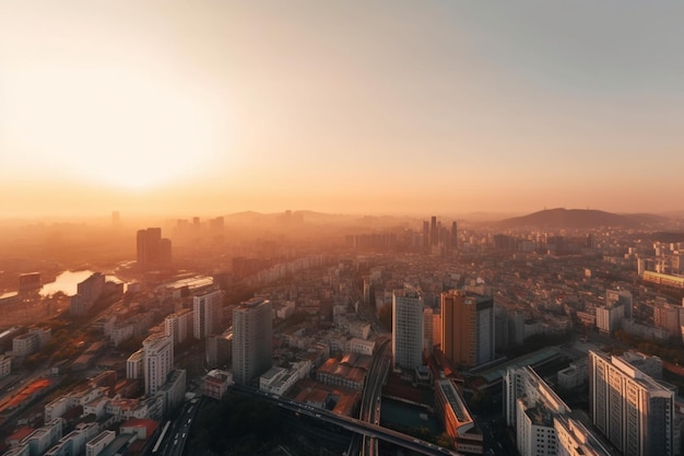 Ein Blick auf die Stadt Busan von der Spitze des Berges