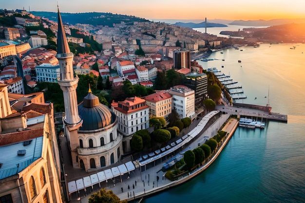 Ein Blick auf die Stadt Porto von der Spitze eines Gebäudes