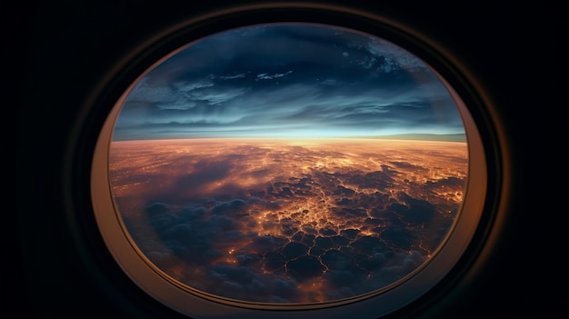 Foto ein blick auf die wolken aus einem flugzeugfenster