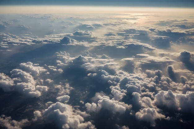 Ein Blick auf die Wolken aus einer generativen Flugzeug-KI