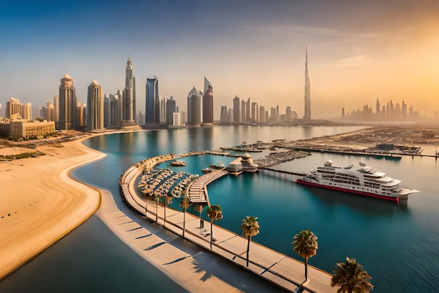 Ein Blick auf Dubai City vom Dubai Marina