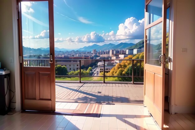 Ein Blick auf eine Stadt von einem Balkon mit Blick auf die Stadt.