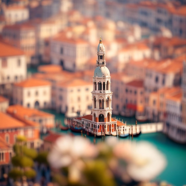 Ein Blick auf einen kleinen Turm in Venedig