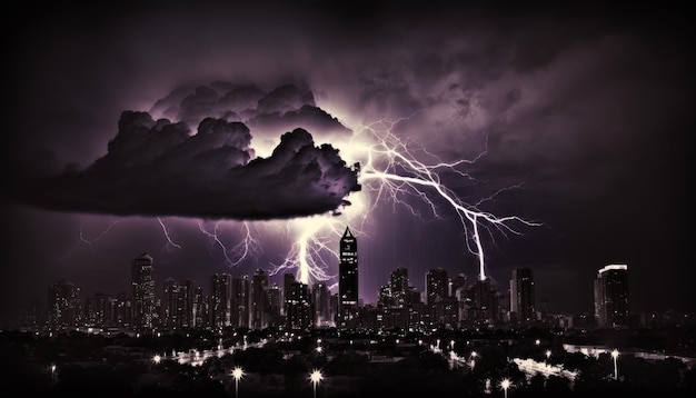 Ein Blitz trifft die Stadt Collage