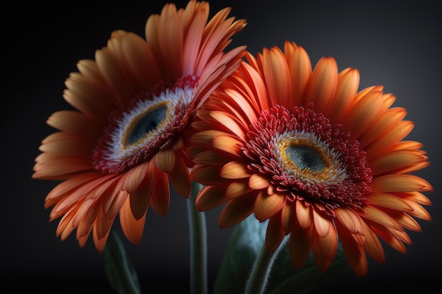 Ein Blumengemälde in Rot, Weiß und Orange