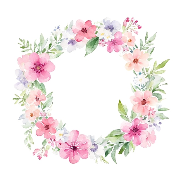 ein Blumenkränz ist mit dem Wort Frühling geschmückt