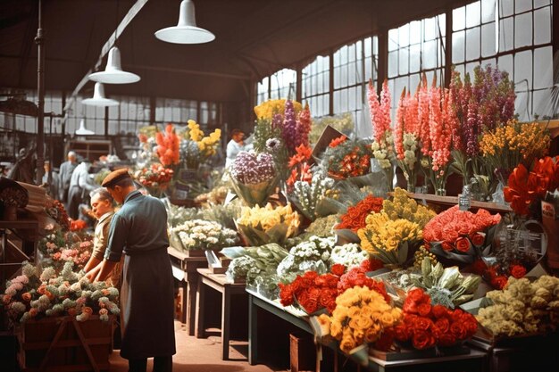 ein Blumenmarkt in der Altstadt von Paris