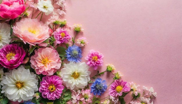 Foto ein blumenstrauß auf einem rosa hintergrund