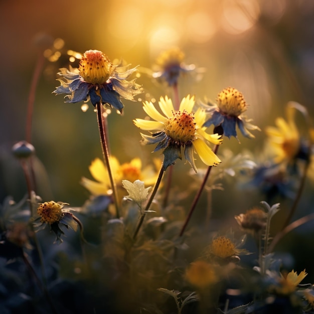 Ein Blumenstrauß, der auf einem Feld steht