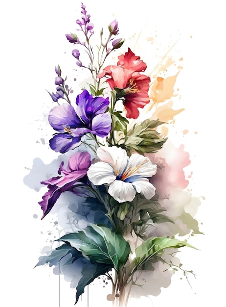 Ein Blumenstrauß mit einem Spritzer Farbe.