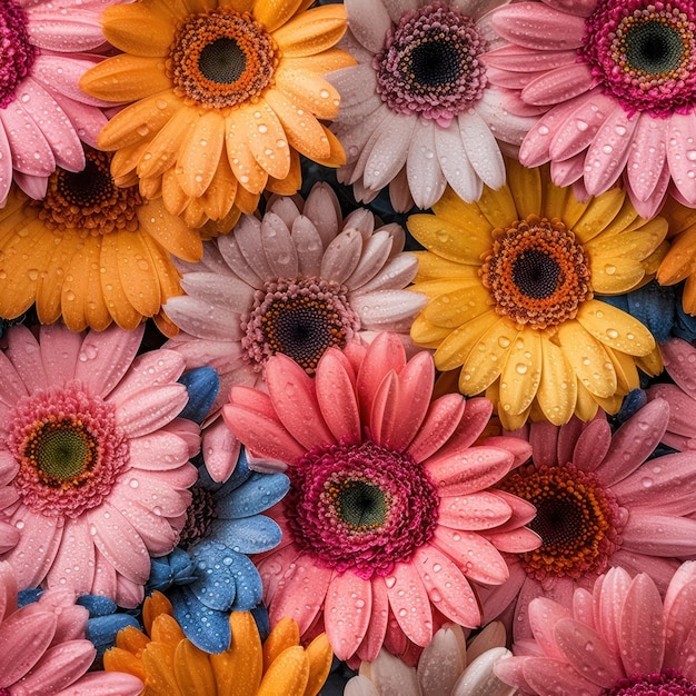 Ein Blumenstrauß mit Regentropfen darauf