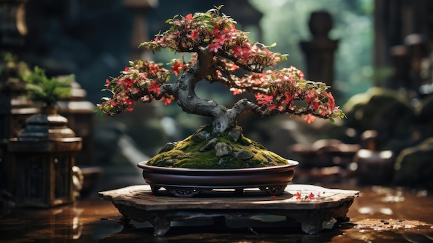 Foto ein bonsai-baum steht in einem keramiktopf das thema des gleichgewichts im leben