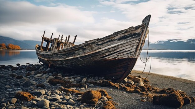 ein Boot an einem felsigen Strand