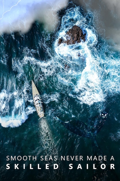 Foto ein boot, das im meer segelt.