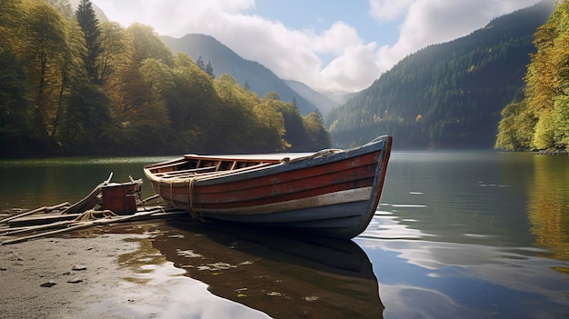 ein Boot, das im Wasser sitzt