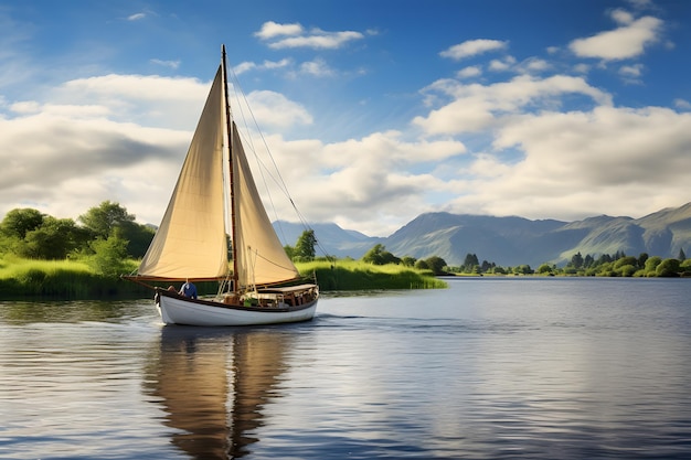 Ein Boot fährt auf einem See