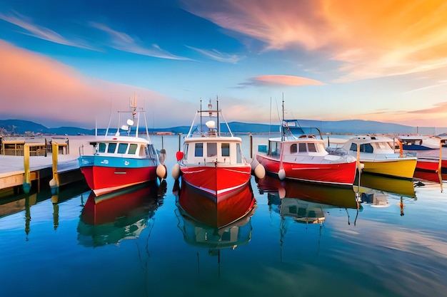 Ein Boot liegt in einem Hafen mit einem bewölkten Himmel im Hintergrund.