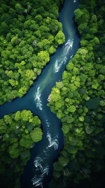 ein Boot schwebt durch einen Fluss im Wald.