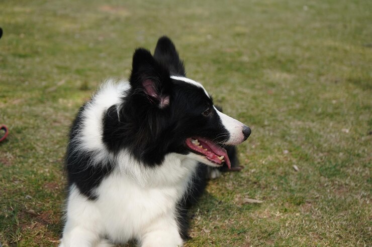 Foto ein border-collie-hund mit offenem mund