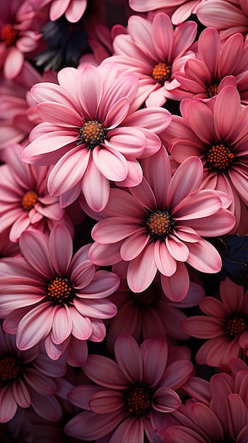 Foto ein bouquet rosa blumen mit schwarzem hintergrund