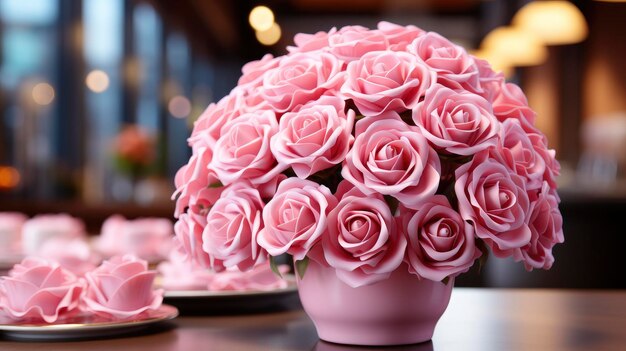 Ein Bouquet von frischen rosa Rosen Hintergrundbild
