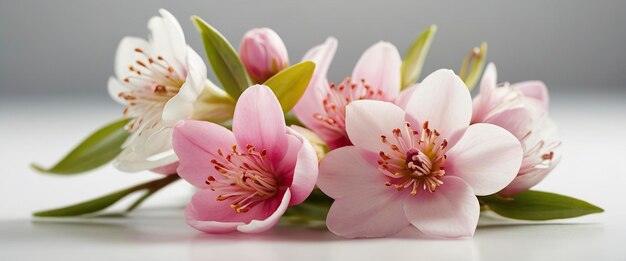 Ein Bouquet von Krokussen auf einem grauen Hintergrund Frühlingsblumen