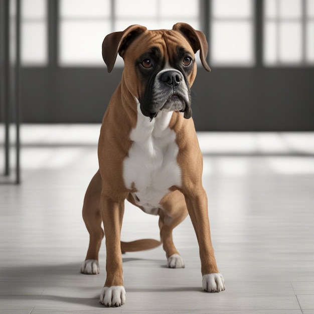 Ein Boxerhund mit weißem Hintergrund