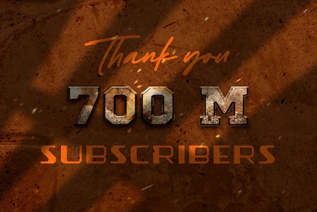 Ein brauner Hintergrund mit den Worten „Dankeschön, 700 Millionen Abonnenten“ darauf