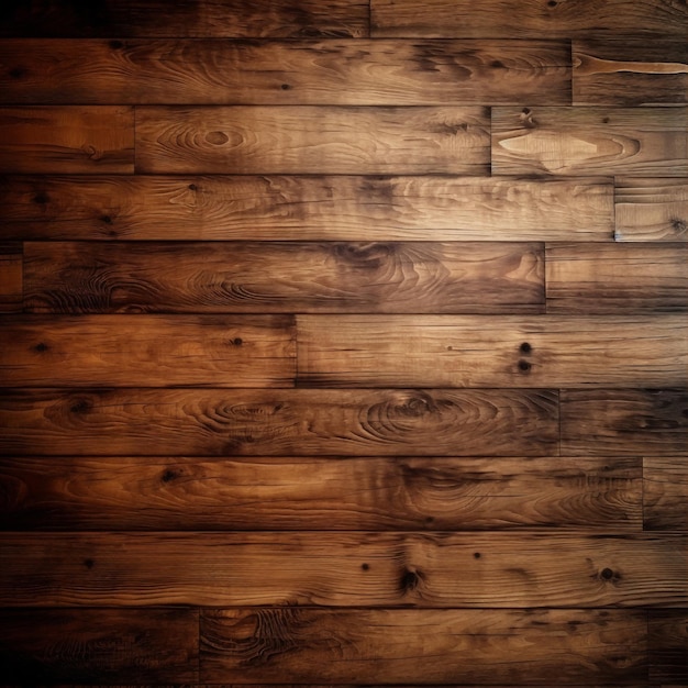 Ein brauner Holzfußboden mit einem dunkelbraunen Hintergrund.