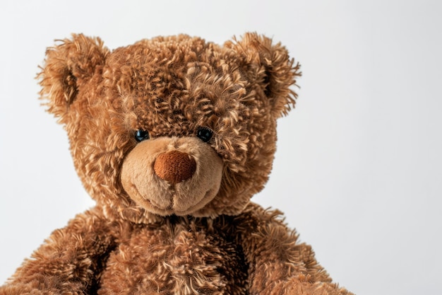 ein brauner Teddybär mit einer braunen Nase und einem schwarzen Auge