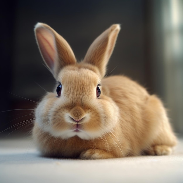 Ein braunes Kaninchen mit einer schwarzen Nase und einer schwarzen Nase.