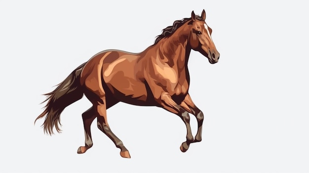 Ein braunes Pferd mit einem Schwanz, auf dessen Vorderseite „Pferd“ steht.