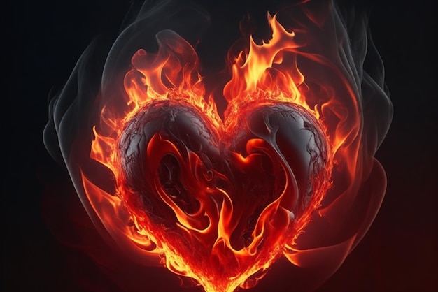 Ein brennendes Herz, das Leidenschaft und emotionale Intensität darstellt