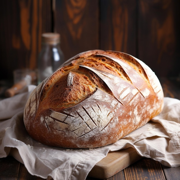 Ein Brot auf einem Holztisch