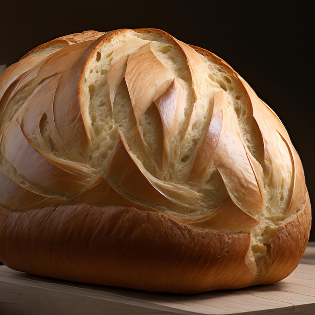 Ein Brotlaib mit hellbraunem Hintergrund und dunklem Hintergrund