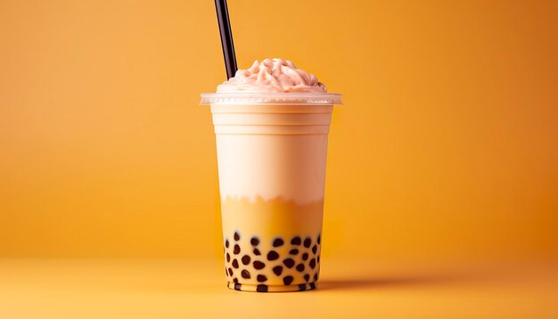 Ein Bubble Tea im Plastikbecher. Generative KI