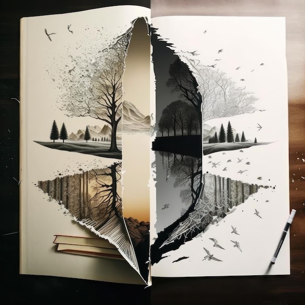 Ein Buch, auf dem ein Baum abgebildet ist