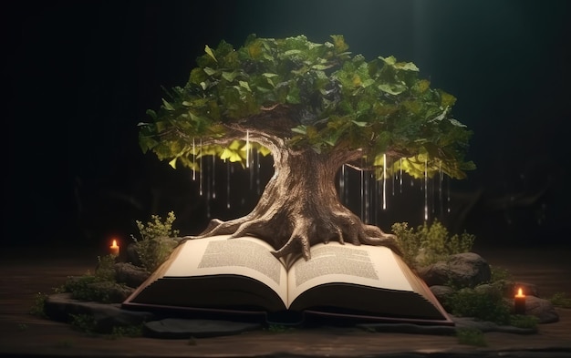 Ein Buch, aus dem ein Baum wächst