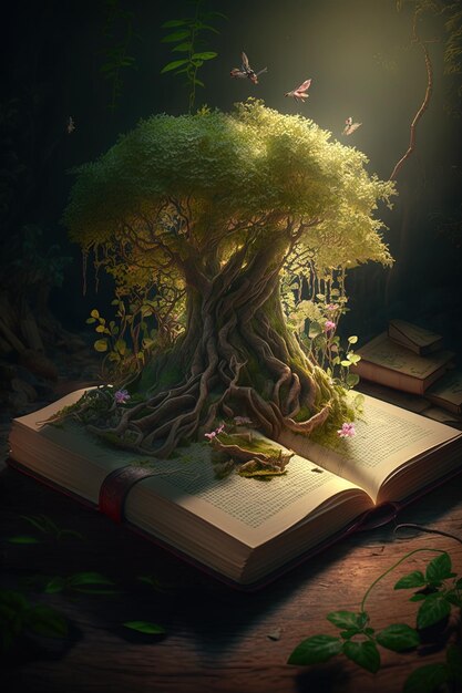ein Buch mit einem Baum auf dem Cover und dem Titelbaum oben
