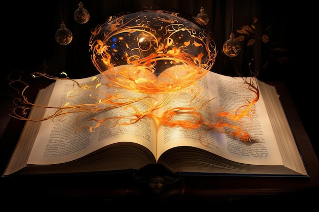 ein Buch mit einer Flamme darauf und ein Buch mit der Aufschrift „das Wort“ darauf.