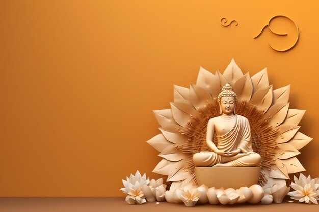 Ein Buddha sitzt am Vesak-Buddha-Purnima-Tag mit Kopierplatz Hintergrund für den Vesak-Festivaltag