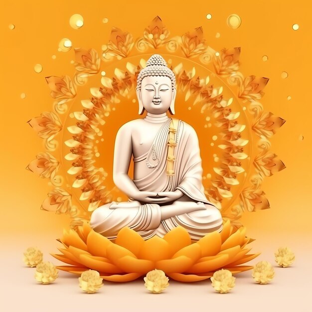 Ein Buddha sitzt am Vesak-Buddha-Purnima-Tag mit Kopierplatz Hintergrund für den Vesak-Festivaltag